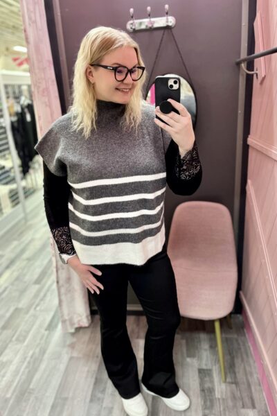 Cream Stari Raidallinen Neuleliivi