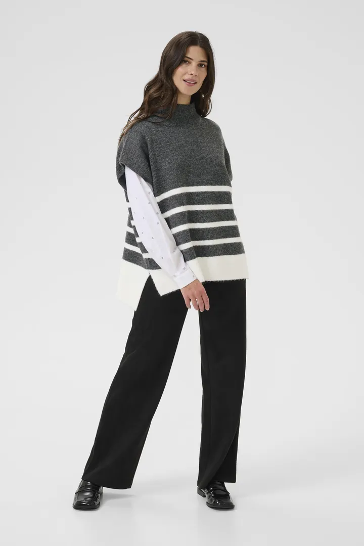 Cream Stari Raidallinen Neuleliivi - Image 3